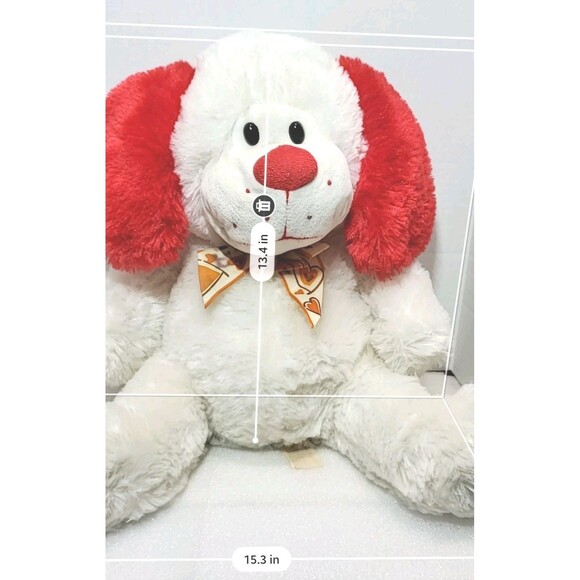 Dan Dee 15" Plush Dog 2010 – White Fur, Red Ears & Nose, Fall Bowtie – Collector - Picture 5 of 11